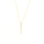 Delicate gold-toned chain necklace with a vertical, tapered pendant featuring a row of graduated clear stones.