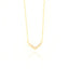 Gold-toned fine link chain necklace with a curved pendant featuring clear rectangular and round-cut stones.