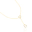 Gold-toned Y-drop necklace with two heart-shaped pendants, both outlined with clear pavé-set embellishments.