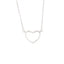 Silver-toned necklace with an open heart pendant, half of which is embellished with clear zircon stones, on a fine link chain