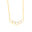 Gold-toned delicate chain necklace with five clear round faceted stones set in a curved bar.