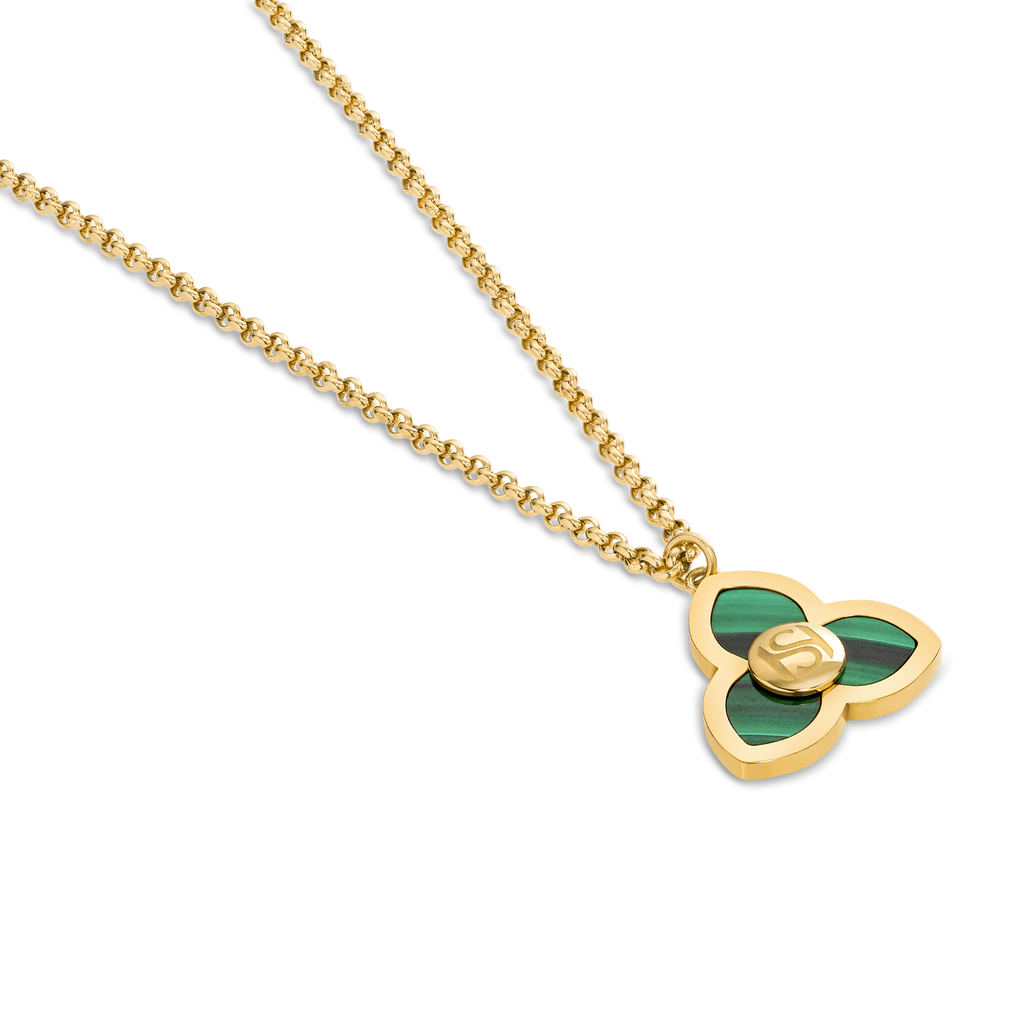 Saint Honore Burj Malachite Flow Small Necklace with SH Logo