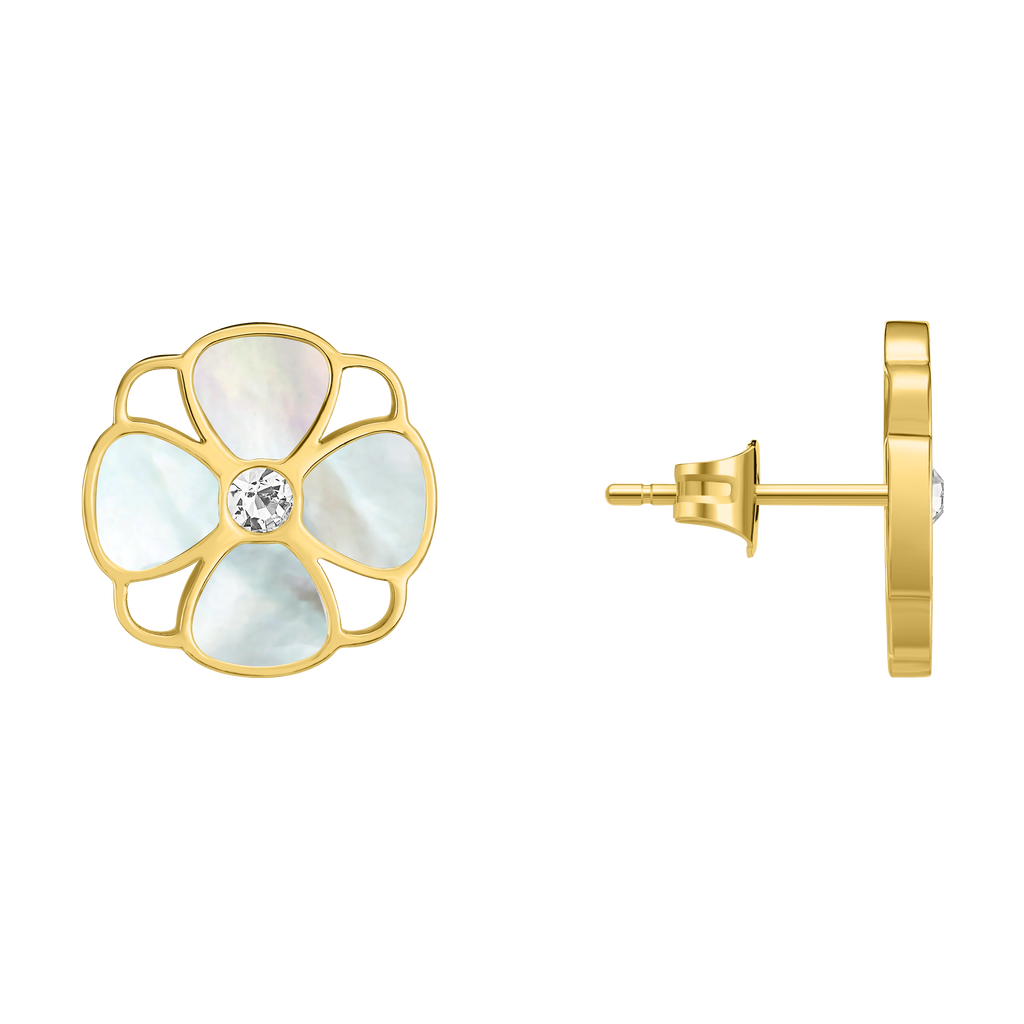 Police Clover Mop Floral Motif Earrings