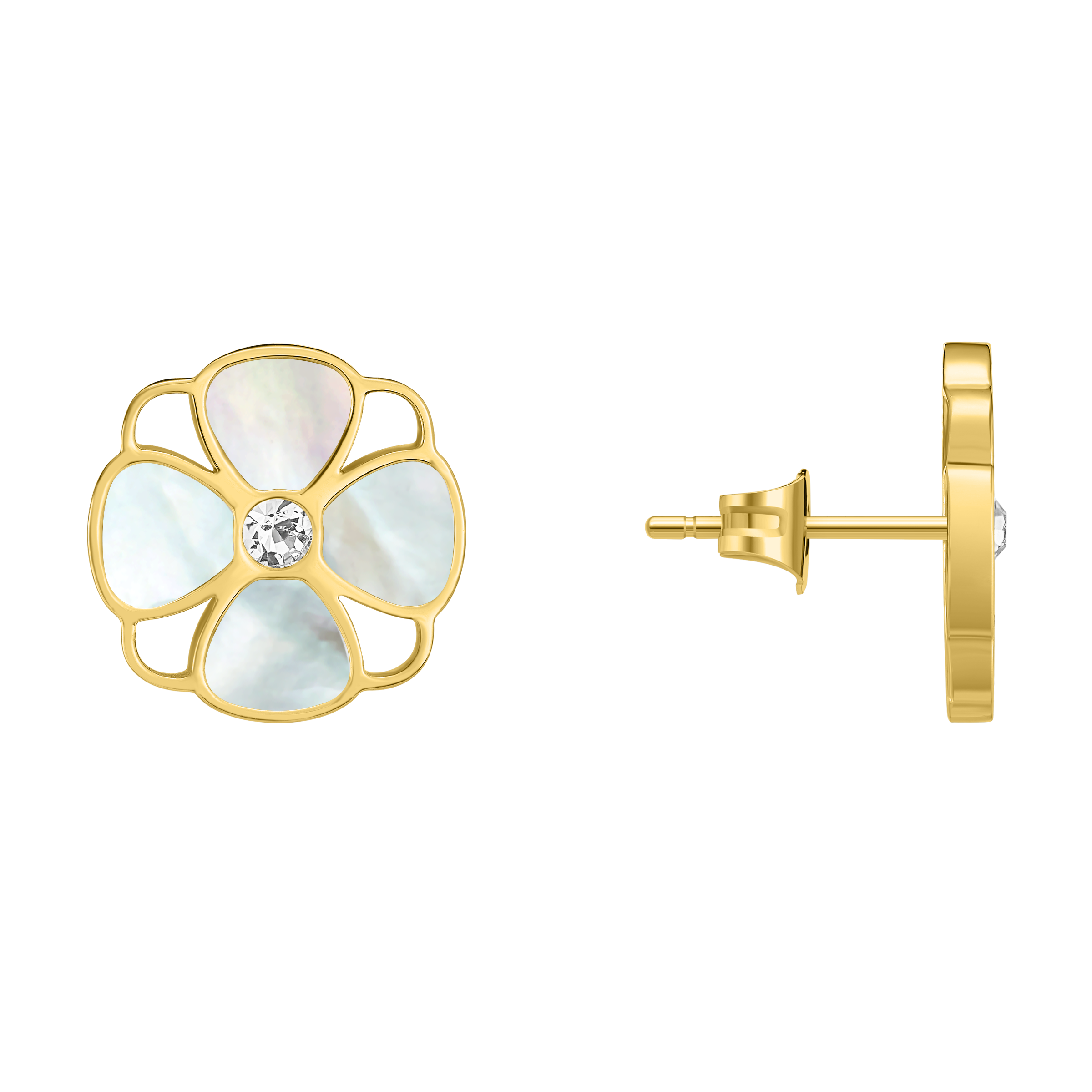 Police Clover Mop Floral Motif Earrings