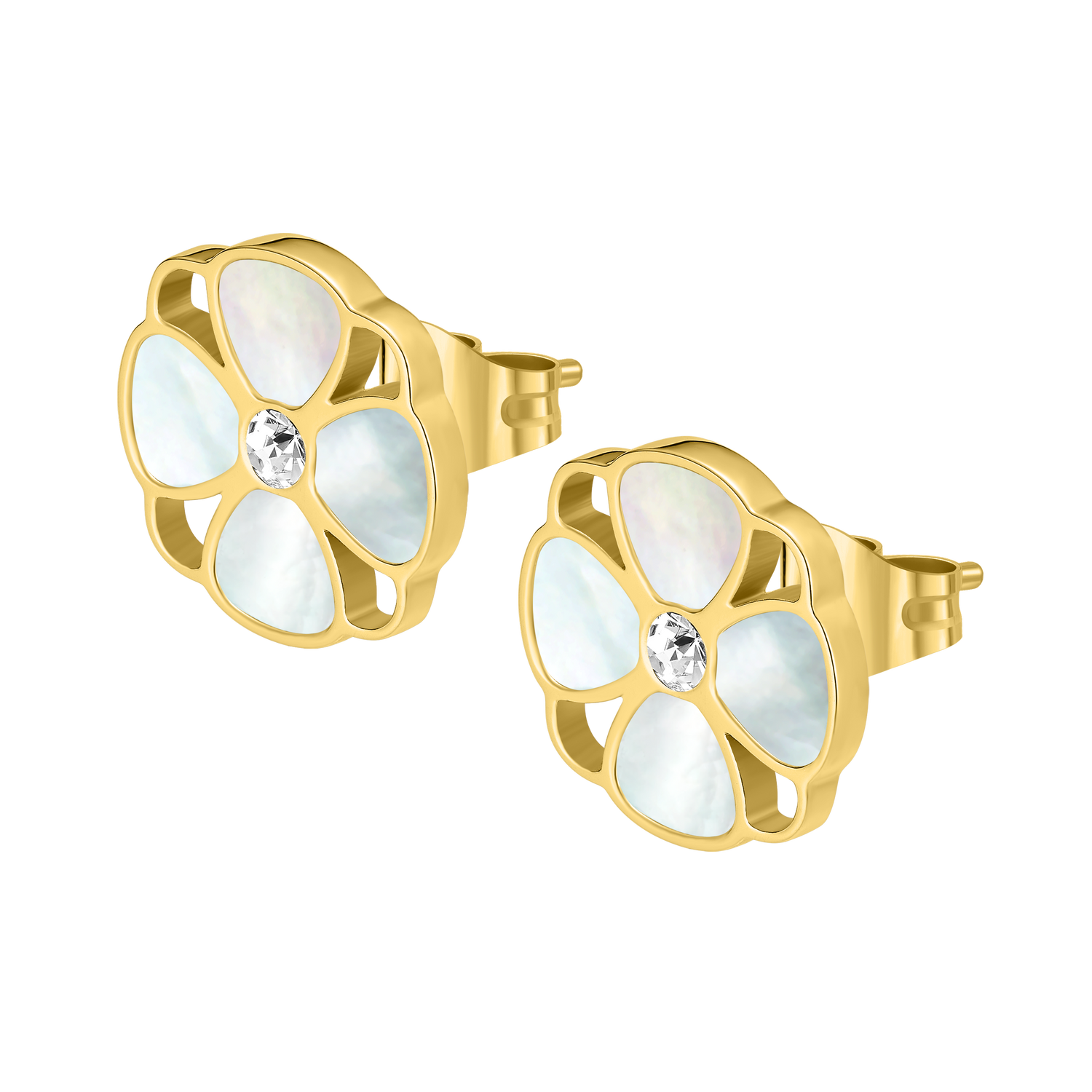 Police Clover Mop Floral Motif Earrings Police Clover Mop Floral Motif Earrings