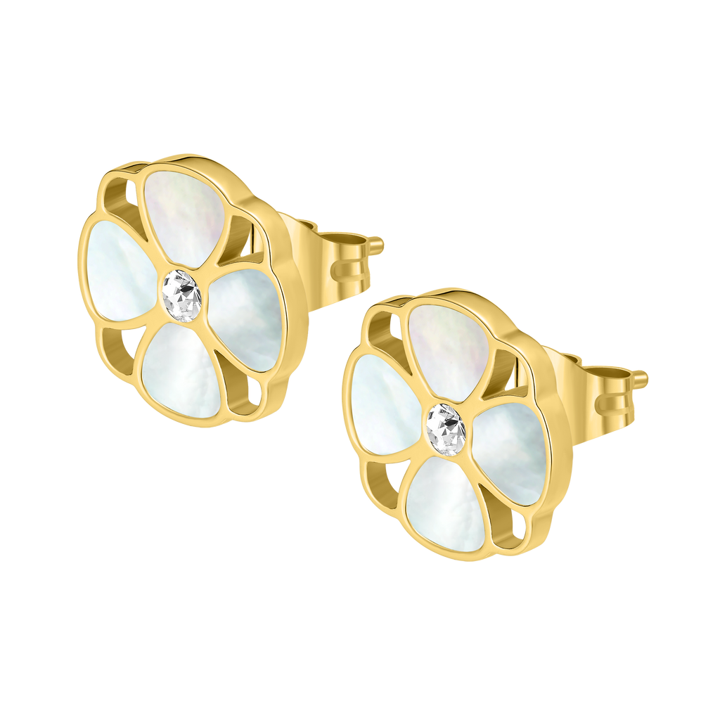 Police Clover Mop Floral Motif Earrings
