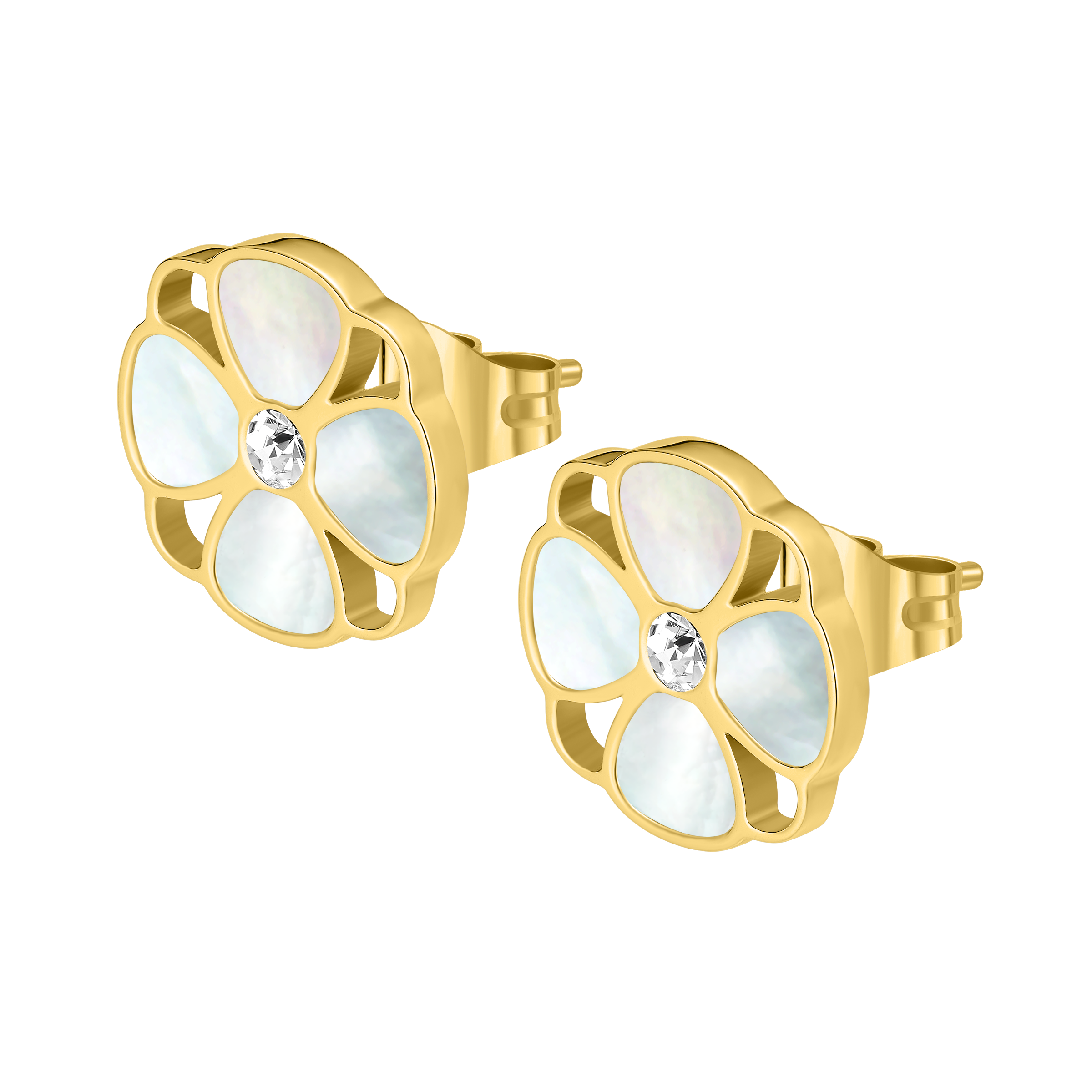 Police Clover Mop Floral Motif Earrings
