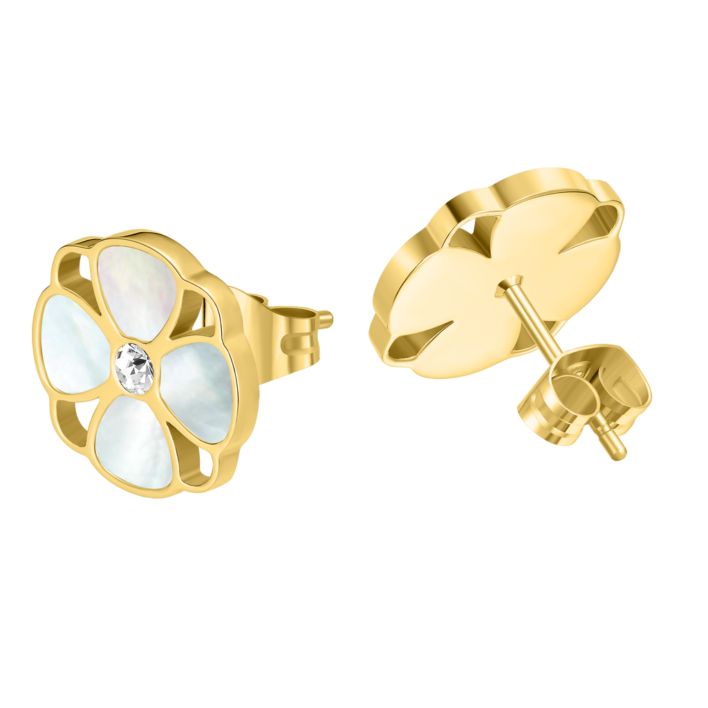 Police Clover Mop Floral Motif Earrings