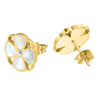 Police Clover Mop Floral Motif Earrings