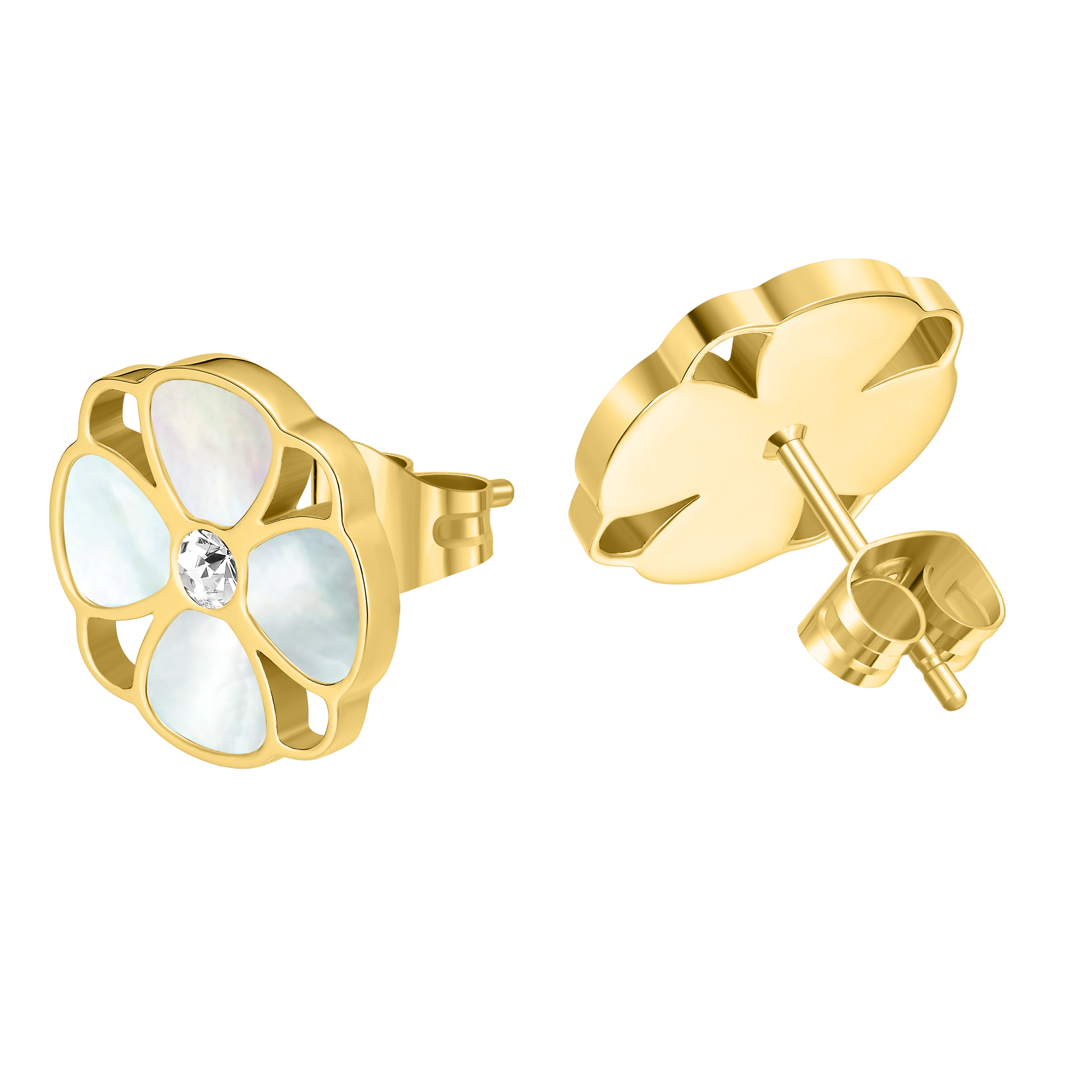 Police Clover Mop Floral Motif Earrings
