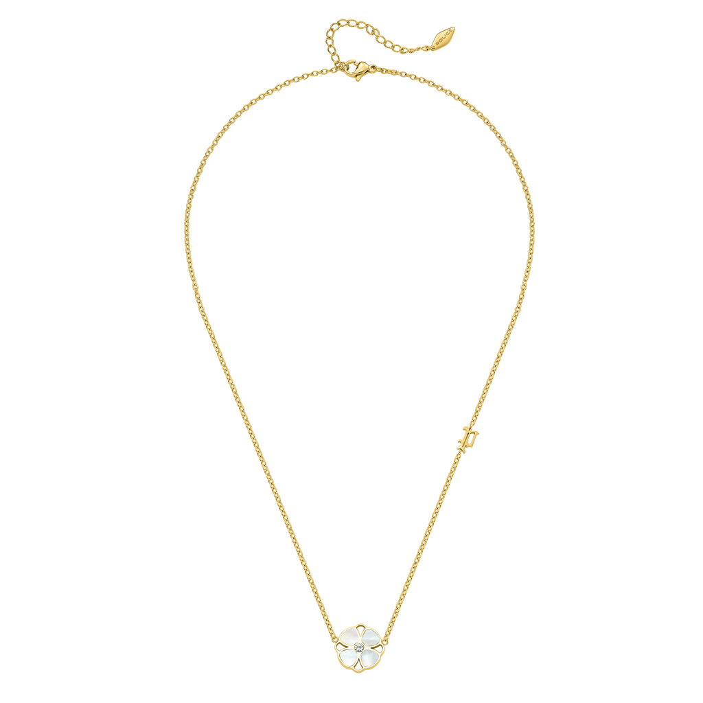Police Clover Mop Floral Motif Necklace