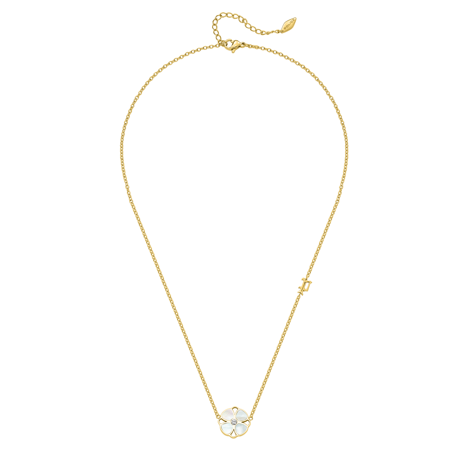 Police Clover Mop Floral Motif Necklace