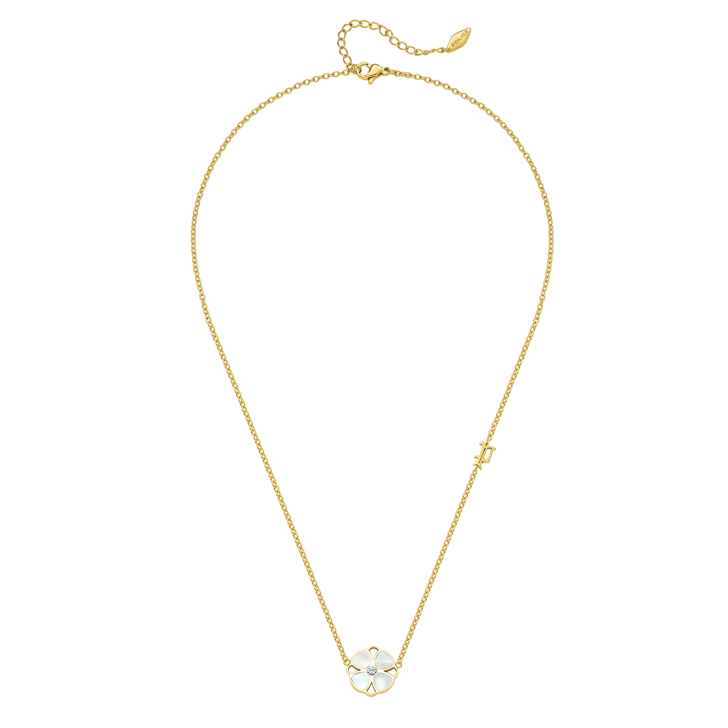 Police Clover Mop Floral Motif Necklace