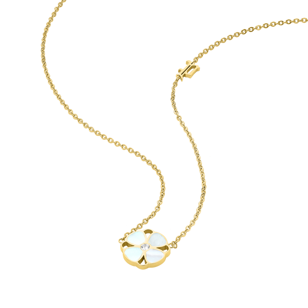 Police Clover Mop Floral Motif Necklace