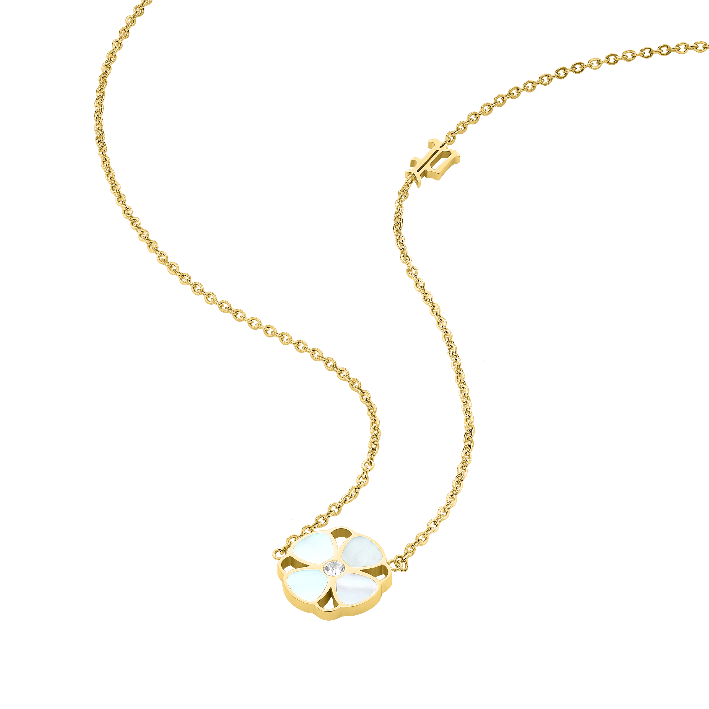 Police Clover Mop Floral Motif Necklace