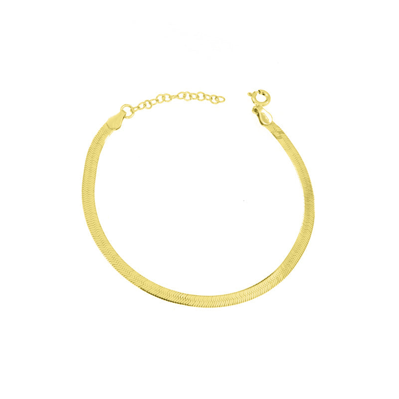 Gold-toned snake chain bracelet with a lobster clasp and extender chain