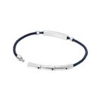 Police Contour Stainless Steel Bracelet with Blue Leather and Linear Bar Detail