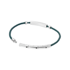 Police Contour Stainless Steel Bracelet with Olive Green Leather and Linear Bar Detail