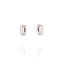 Pair of small silver-toned micro hoop earrings, each embellished with a row of clear, round-cut stones.