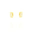 Pair of small gold-toned hoop earrings with a row of clear stones on the front.