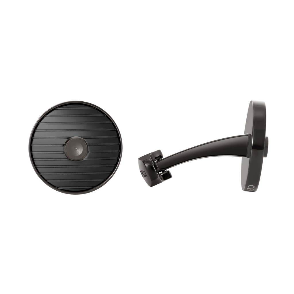 Cerruti 1881 Camillo men’s round gunmetal and black cufflinks with textured face