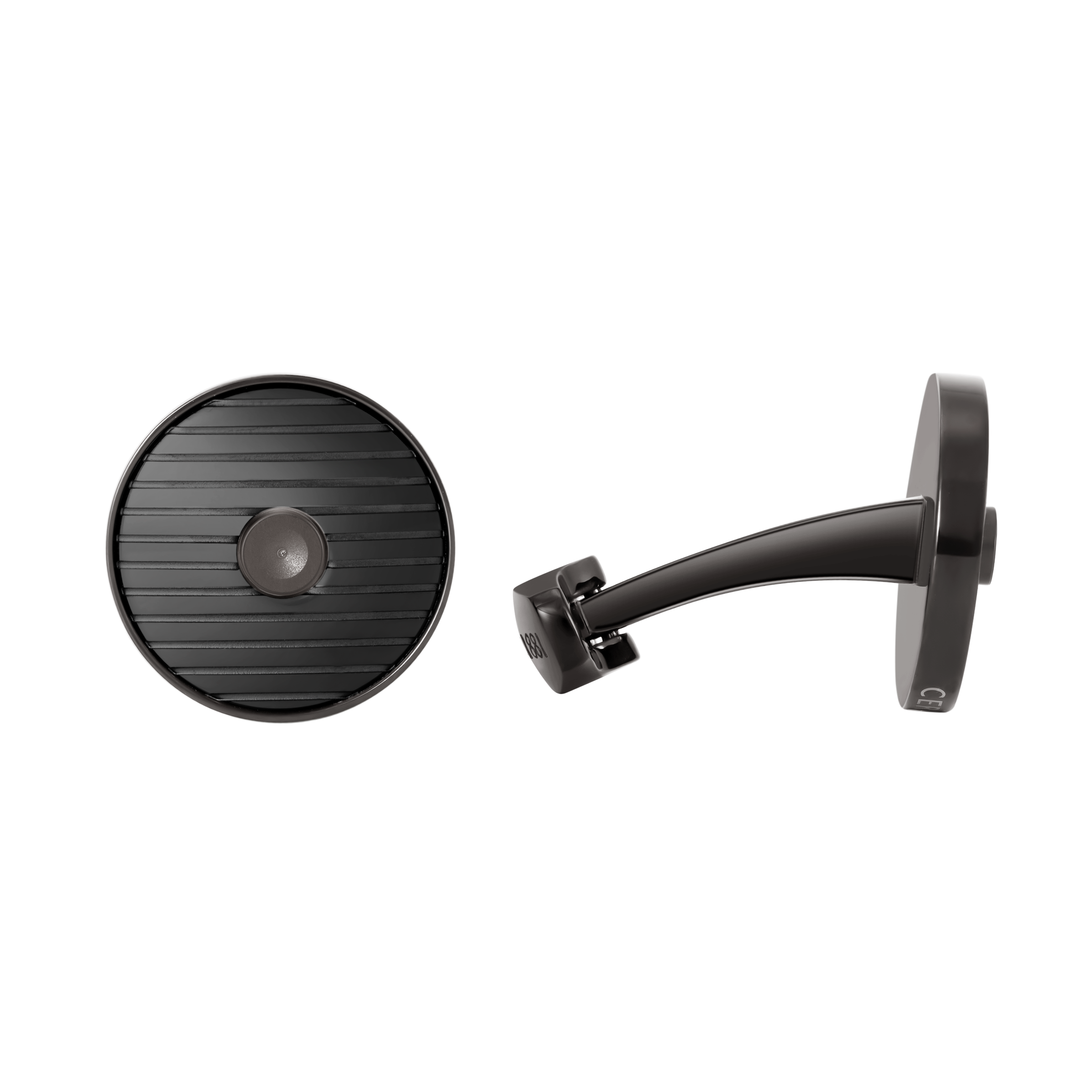 Cerruti 1881 Camillo men’s round gunmetal and black cufflinks with textured face