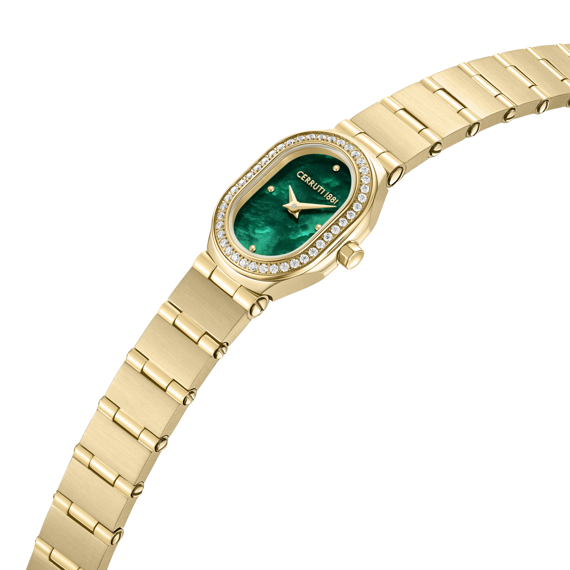 Cerruti 1881 ladies gold plated watch green MOP dial crystal bezel luxury watch Find Online Today
