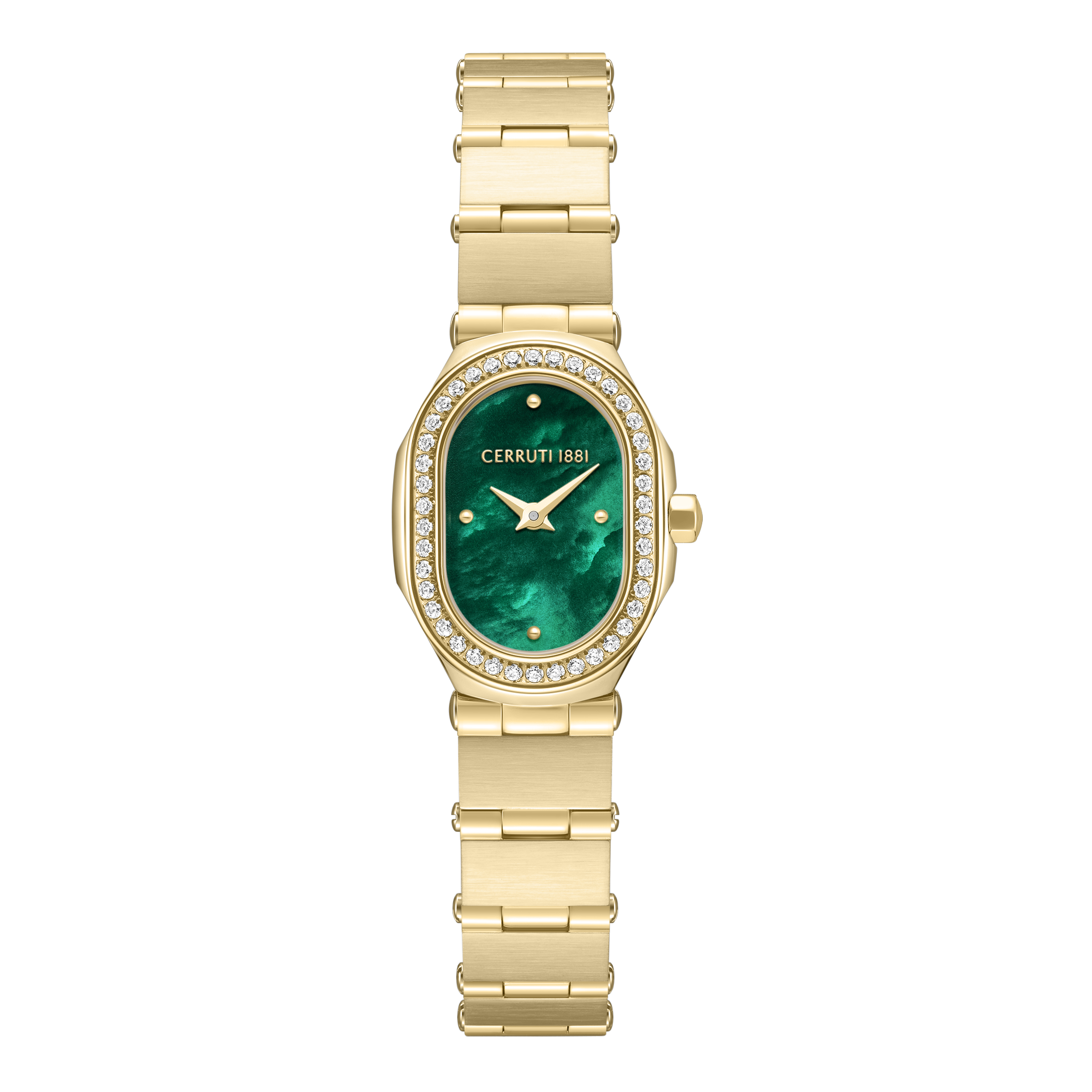 Cerruti 1881 ladies gold plated watch green MOP dial crystal bezel luxury watch Find Online Today