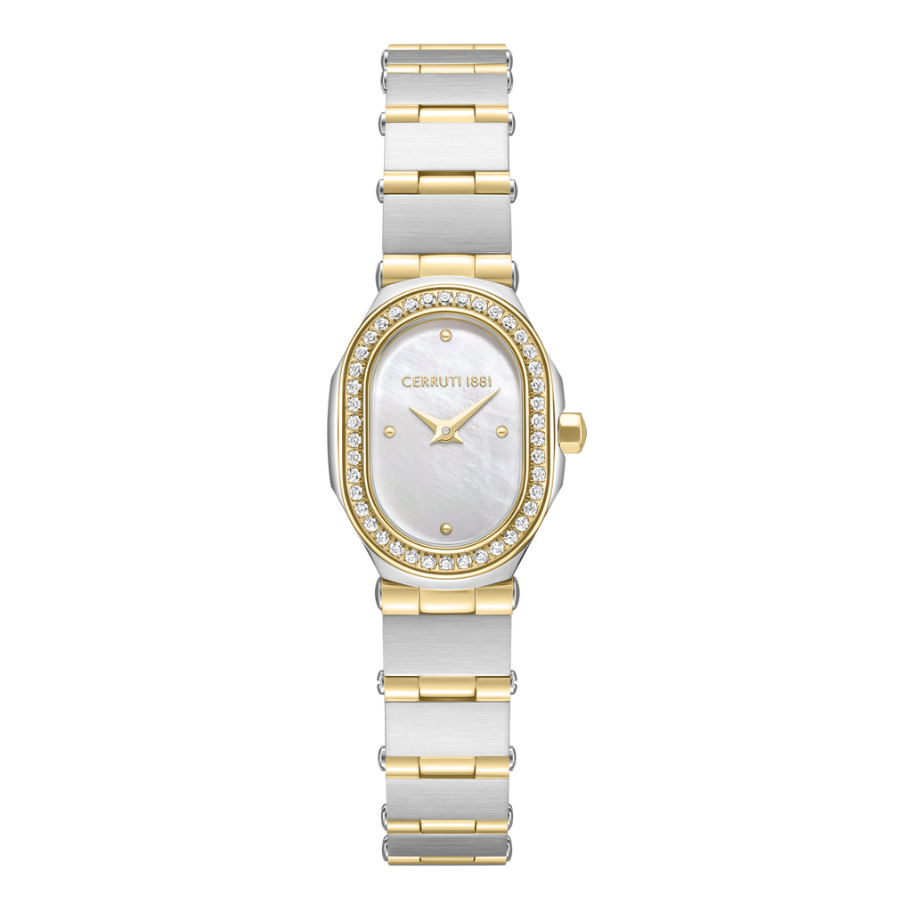 Image ALT

Cerruti 1881 ladies two tone stainless steel gold watch white MOP dial crystal bezel luxury watch Now Online