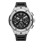 Cerruti 1881 men's chronograph watch with black dial, stainless steel case and black silicone strap