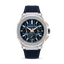 Cerruti 1881 Razzuolo men's watch with textured blue dial, stainless steel case, rose gold-tone accents and blue silicone strap