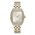 Cerruti 1881 women’s watch with white mother-of-pearl dial, crystal-set case and two-tone bracelet