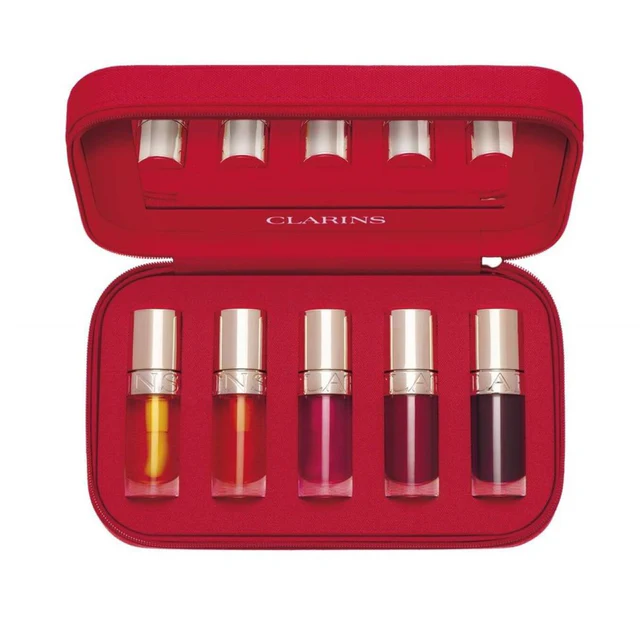 Clarins Lip Oil 10th Anniversary Vanity Full Size Set luxury nourishing lip oil collection with vanity case Shop the Latest Online at Paris Gallery Qatar Main image