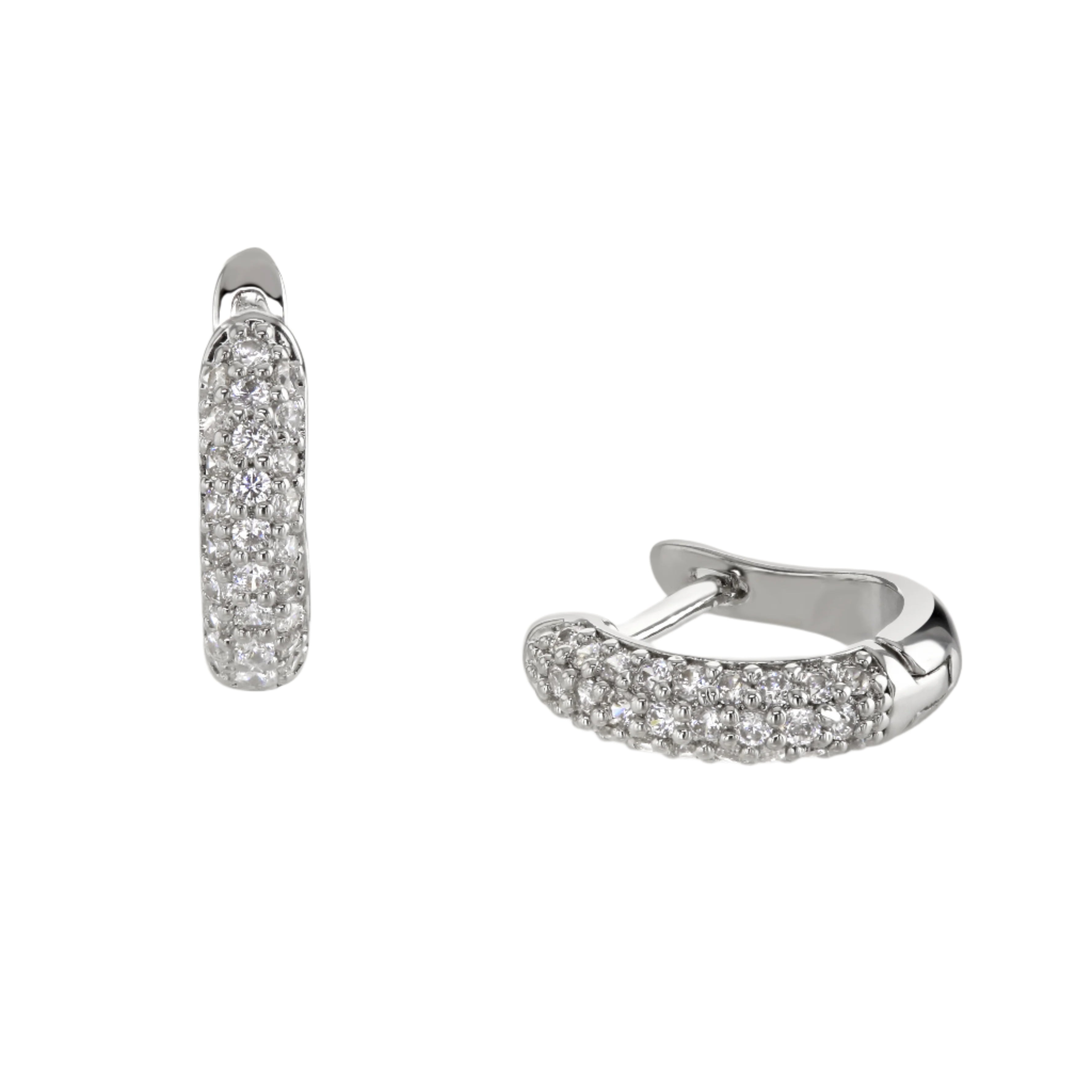 Buckley London Rhodium Cluster Hoop Earrings Silver SS25