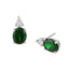Buckley London Emerald Oval Double Drop Earrings Rhodium