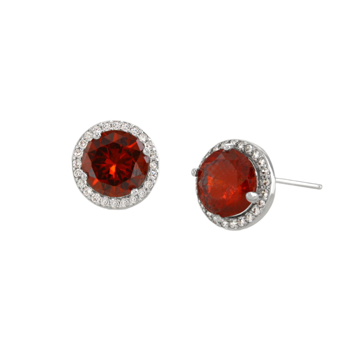 Buckley London Ruby Halo Earrings Rhodium