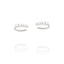 Pair of silver-toned open-hoop ear cuffs, each adorned with five clear, round, brilliant-cut stones.