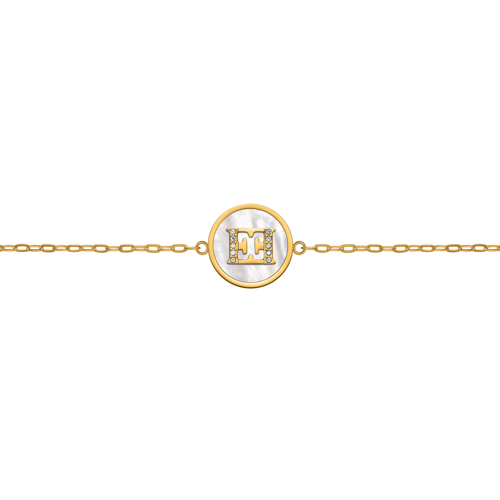 ESCADA CAROLINE ROUND MOP MOTIF WITH ESCADA LOGO BRACELET