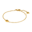 Gold-toned chain bracelet with two rectangular charms featuring an 'E' motif, lobster clasp, and extender chain.