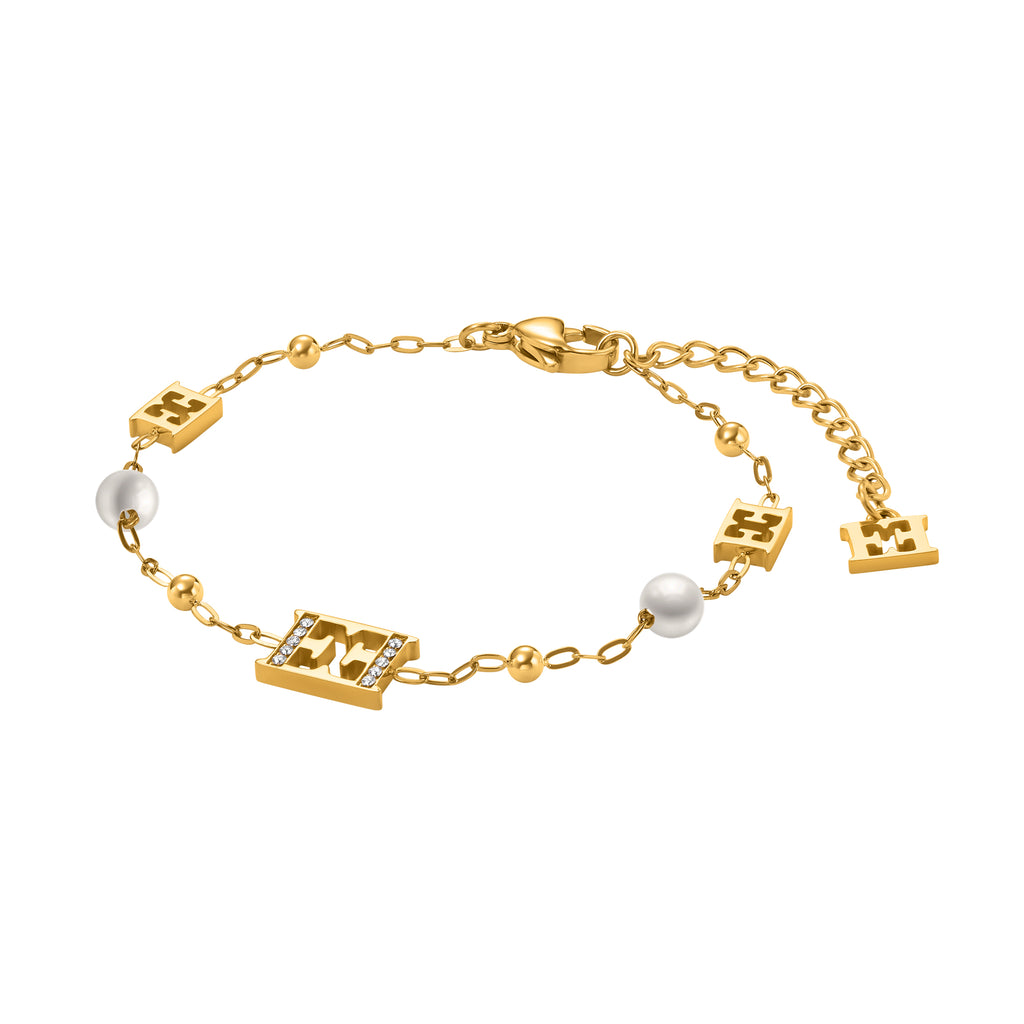 ESCADA FLORENCE GP BEADS LOGO AND PEARLS BRACELET