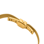 Gold-toned mesh bracelet with a gold-toned fold-over clasp engraved with "STAINLESS STEEL".