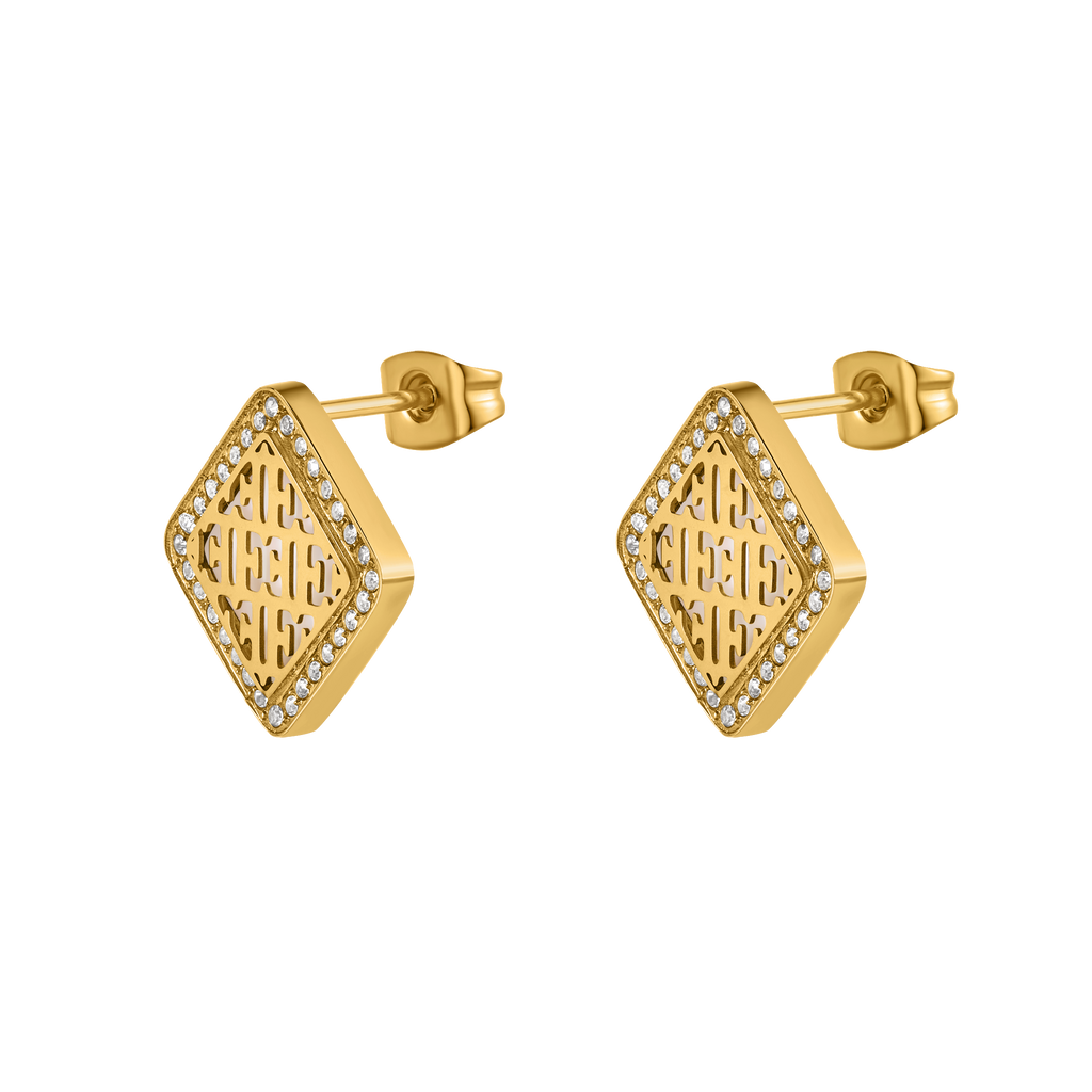 Escada Linda Women’s Gold-Tone Mother-of-Pearl Logo Earrings