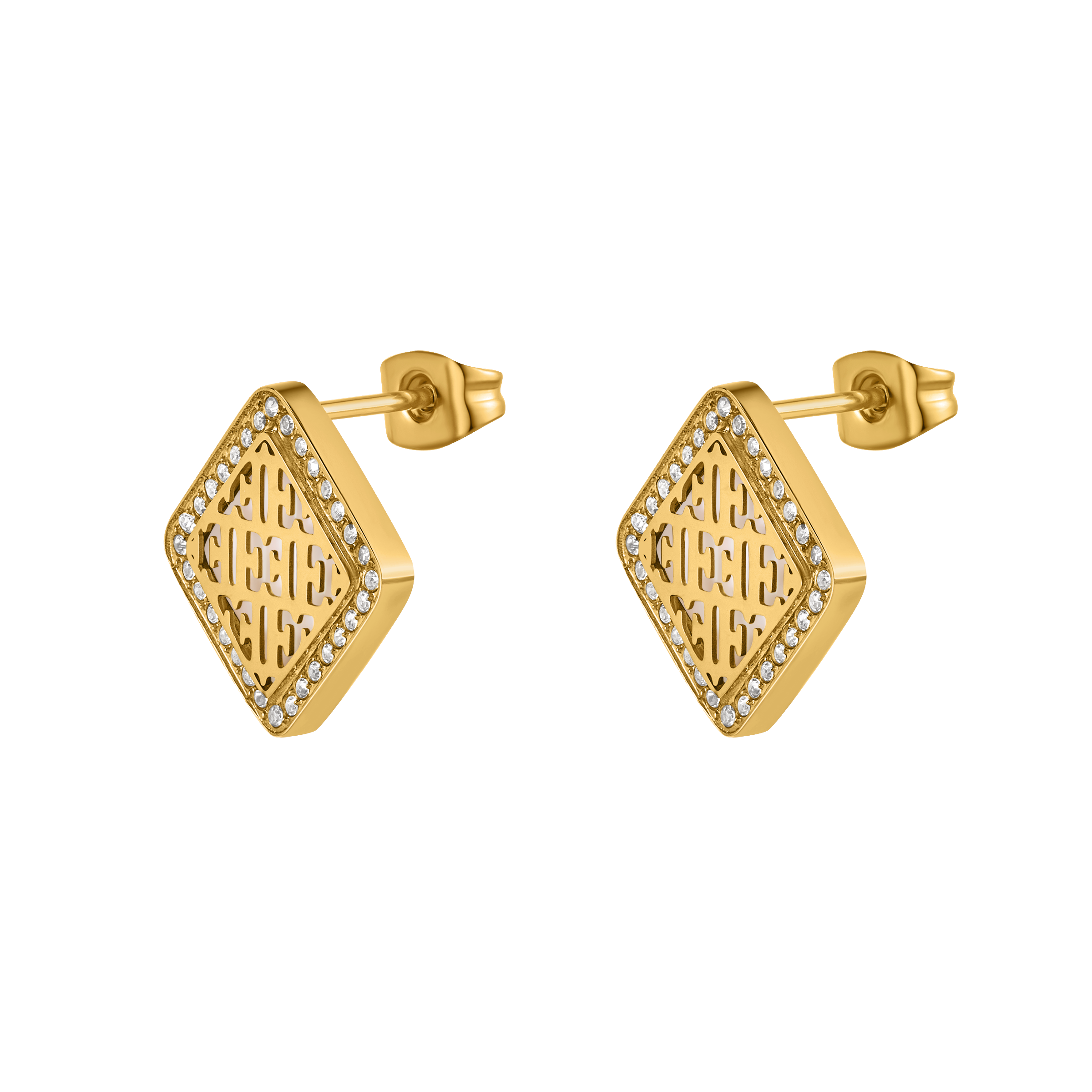 Escada Linda Women’s Gold-Tone Mother-of-Pearl Logo Earrings