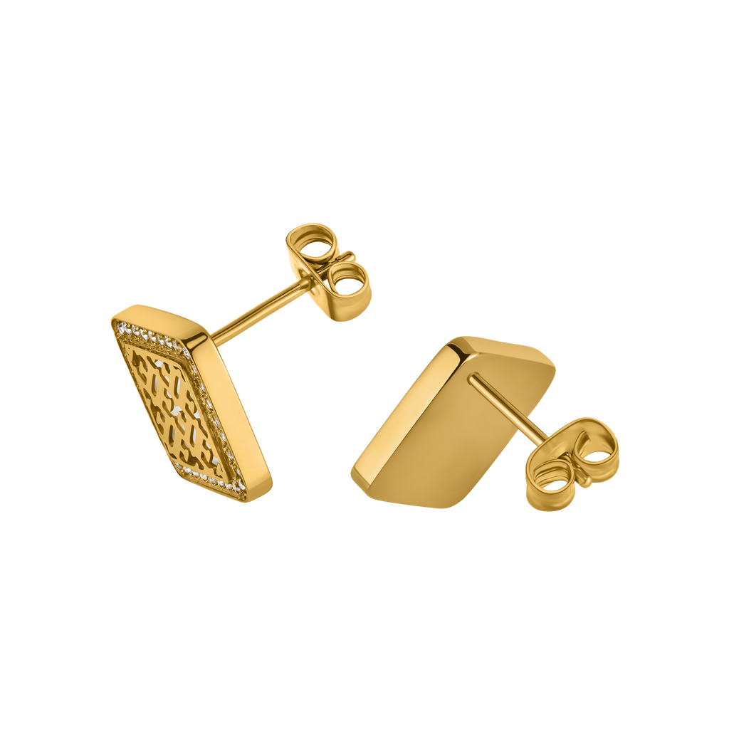 Escada Linda Women’s Gold-Tone Mother-of-Pearl Logo Earrings