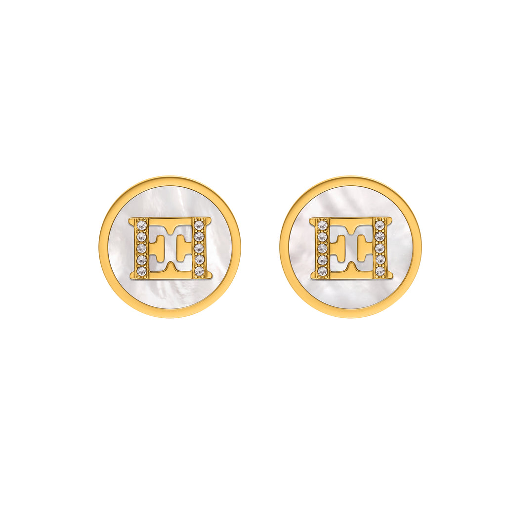 CAROLINE ROUND MOP MOTIF WITH ESCADA LOGO ER
