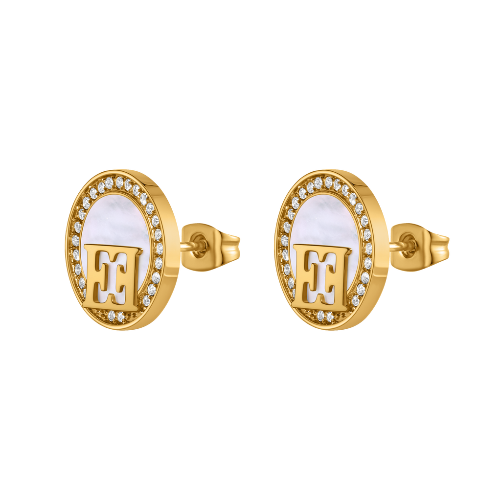 Escada Hannah Gold-Tone Mother-of-Pearl Crystal Earrings