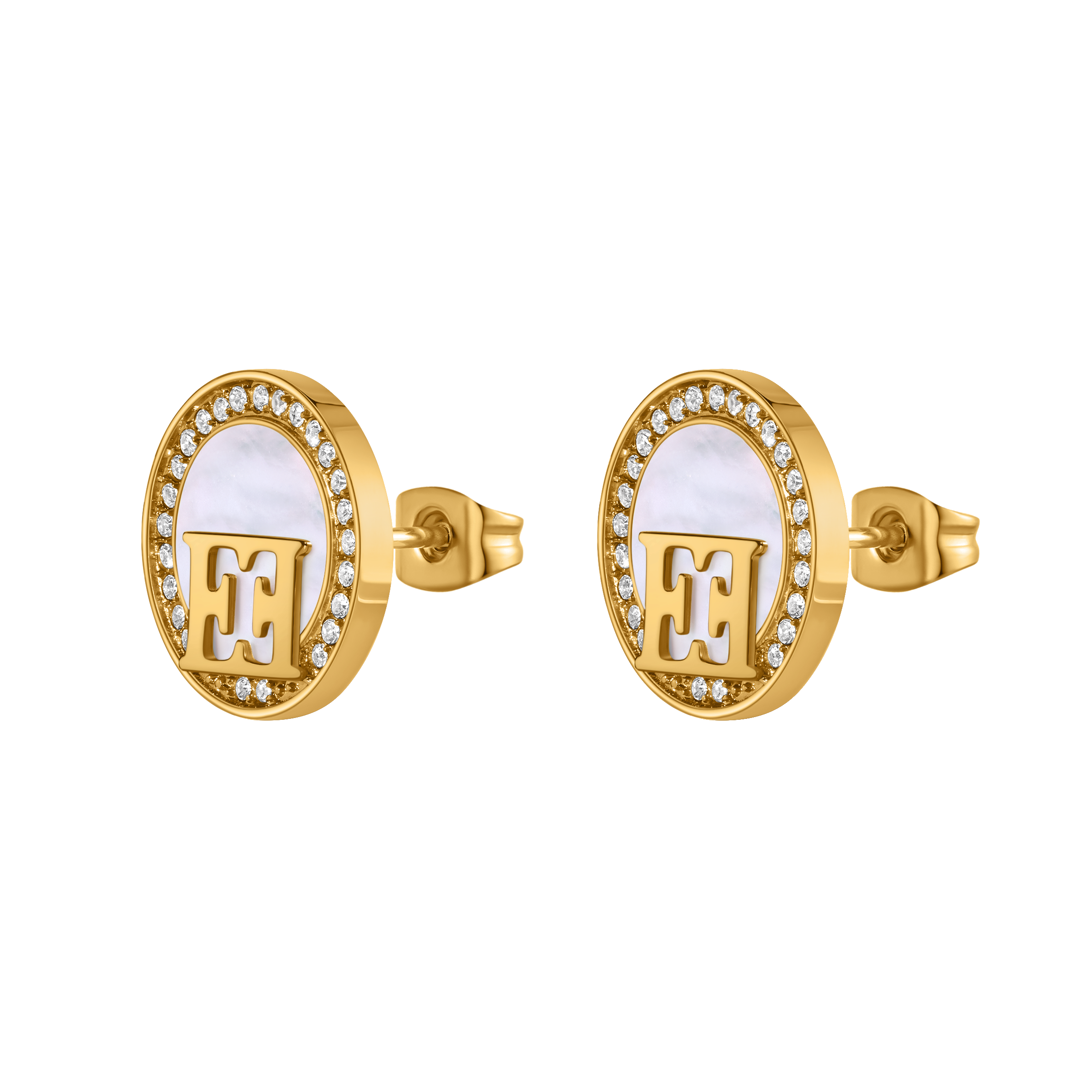 Escada Hannah Gold-Tone Mother-of-Pearl Crystal Earrings