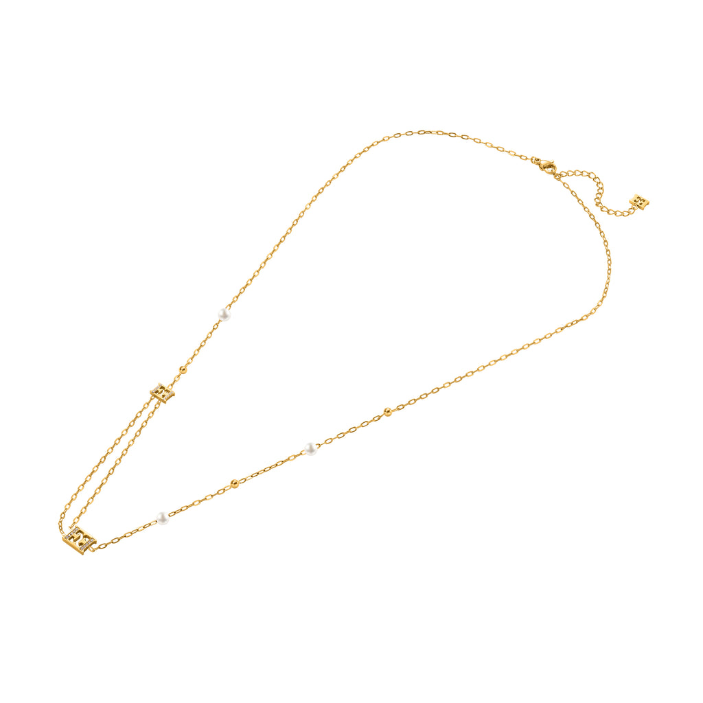 ESCADA FLORENCE GP BEADS LOGO AND PEARLS L NECKLACE