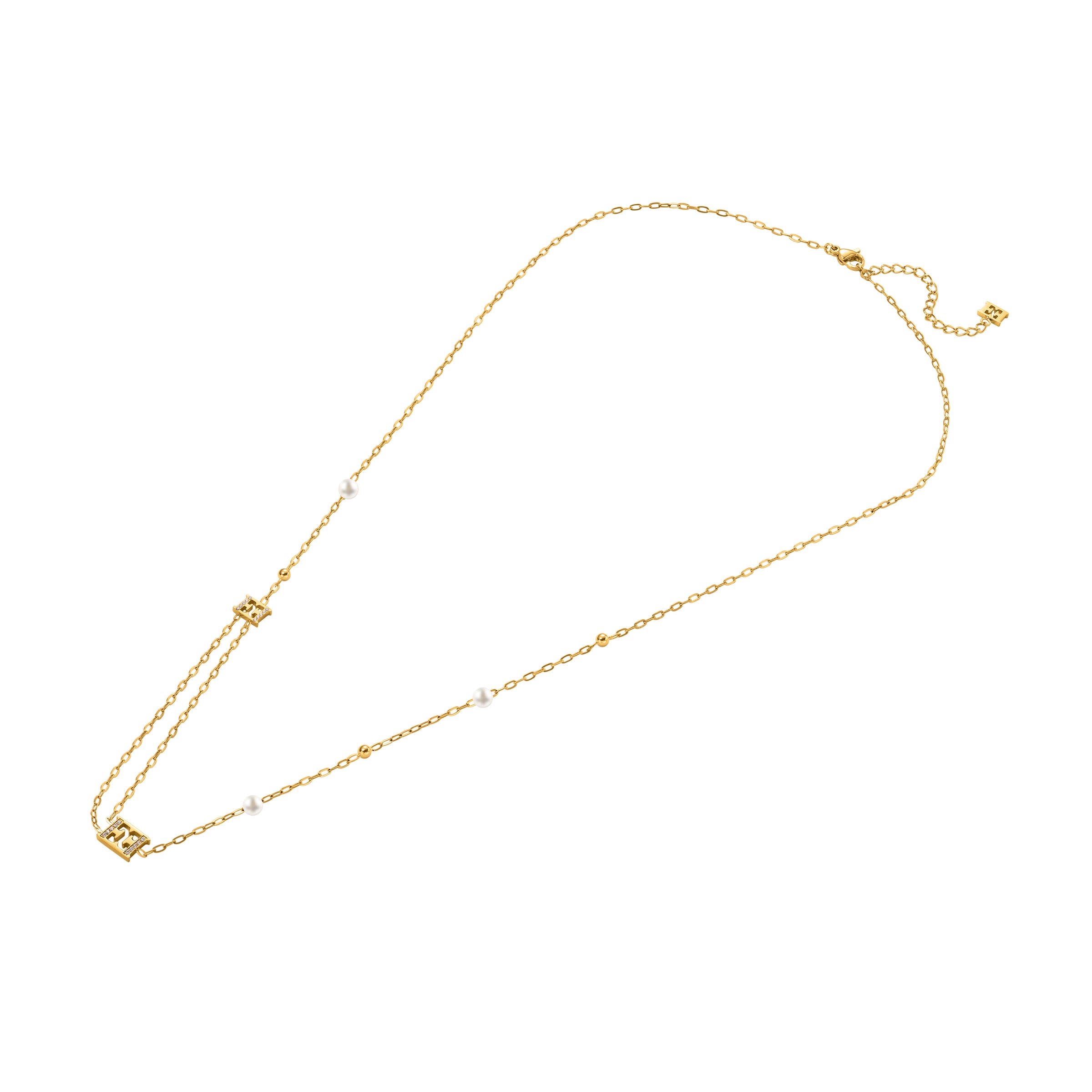 ESCADA FLORENCE GP BEADS LOGO AND PEARLS L NECKLACE