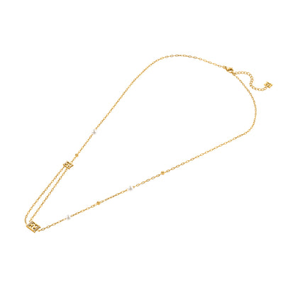 ESCADA FLORENCE GP BEADS LOGO AND PEARLS L NECKLACE
